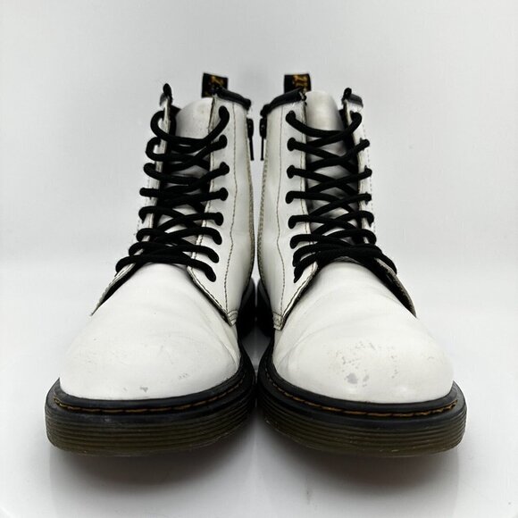 Dr Martens 1460 J Women US 5 White Leather Side Zip Classic 8 Eye Combat Boot - Picture 2 of 14
